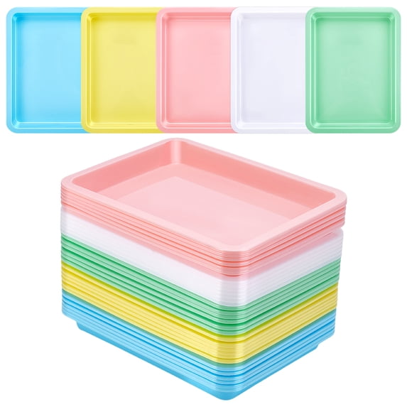 30Pcs Plastic Art Trays, 9.6x7.3inch Activity Craft Sand Trays, Flat ...