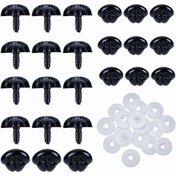 30Pcs Plastic Doll Noses Black Safety Craft Sew Dog Nose with Washers Crochet Teddy Supplies for Bear Puppy Puppet Plush Stuffed Animals Amigurumi Accessory Doll Making Crafts 27mm