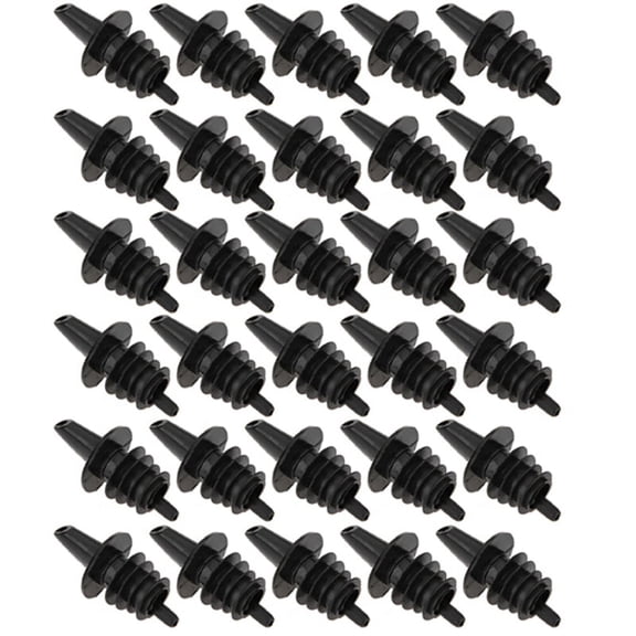 30Pcs Plastic FreeFlow Liquor Spirit Bottle Pourer Bar Wine Cocktail Drinks,30 pcs Non- plastic nozzles,black