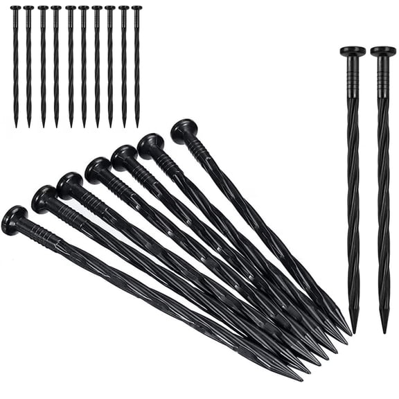 30 Pcs Black Yard Stakes 8 inch Landscaping Staples Plastic Garden Edging Anchoring Spikes,Paver Edging Stakes,for Spring Outdoor Farm Garden Lawn