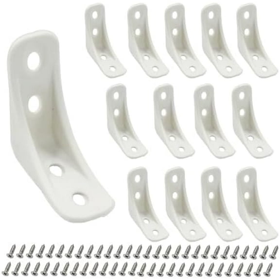 30Pcs Plastic Nylon Corner Brackets, 39x39x16mm(LxWxH) 4 Holes L Shape Right Angle Brace for Furniture Repairing Mending for Wood, Shelves, Cabinets, White