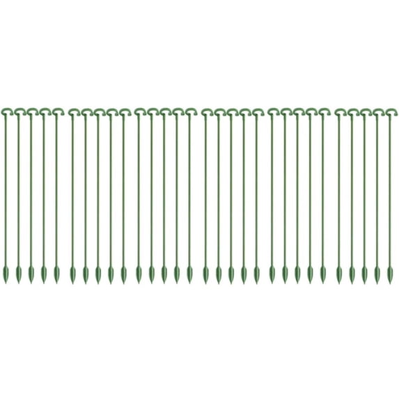 30Pcs Plastic Plant Support Stakes with Hook Clips,18.90 inch Plant Stem Support Sticks for Indoor Outdoor Plants, Green Plant Stakes for Flowers, Orchids, Climbing Vines, Potted Plant Stakes