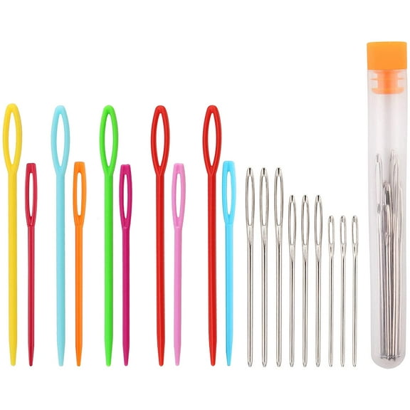 30Pcs Plastic Sewing Needles and 9Pcs Large Eye Blunt Needles, Colorful Safety Yarn Lacing Weaving Sewing Needles for Kids Craft Needle Projects