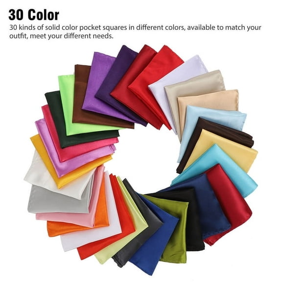 30Pcs Pocket Squares for Men, Mixed Solid Colored Neckerchief Head Wraps Scarf Hankies, Soft Colored Pocket Square for Party Wedding, Parties, Business Meeting, Multi-color