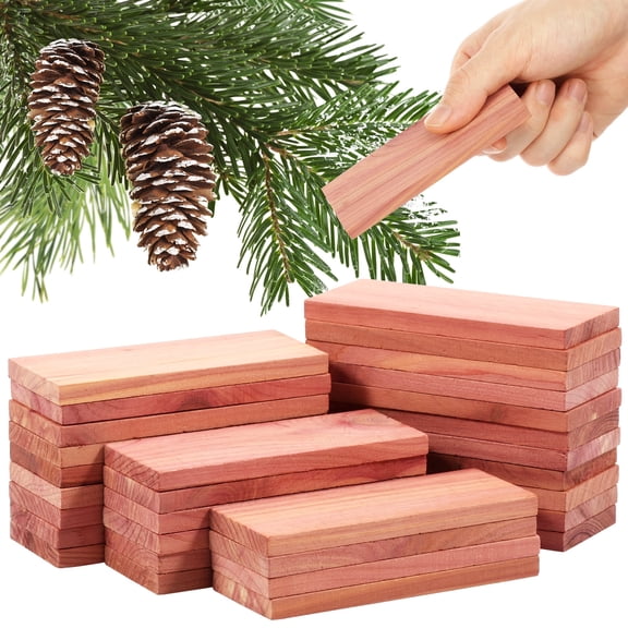30Pcs Premium Fresh Red Brown Cedar Blocks for Odor Eliminating and Storage Accessories Cedar Blocks Wardrobes Drawers Freshener Chemical-Free