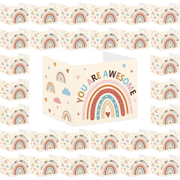 30Pcs Privacy Boards Boho Classroom Desk Dividers Colorful Rainbow Heart You are Awesome Desk Privacy Panel Foldable Screen Partition for School Teacher Student Test Supplies