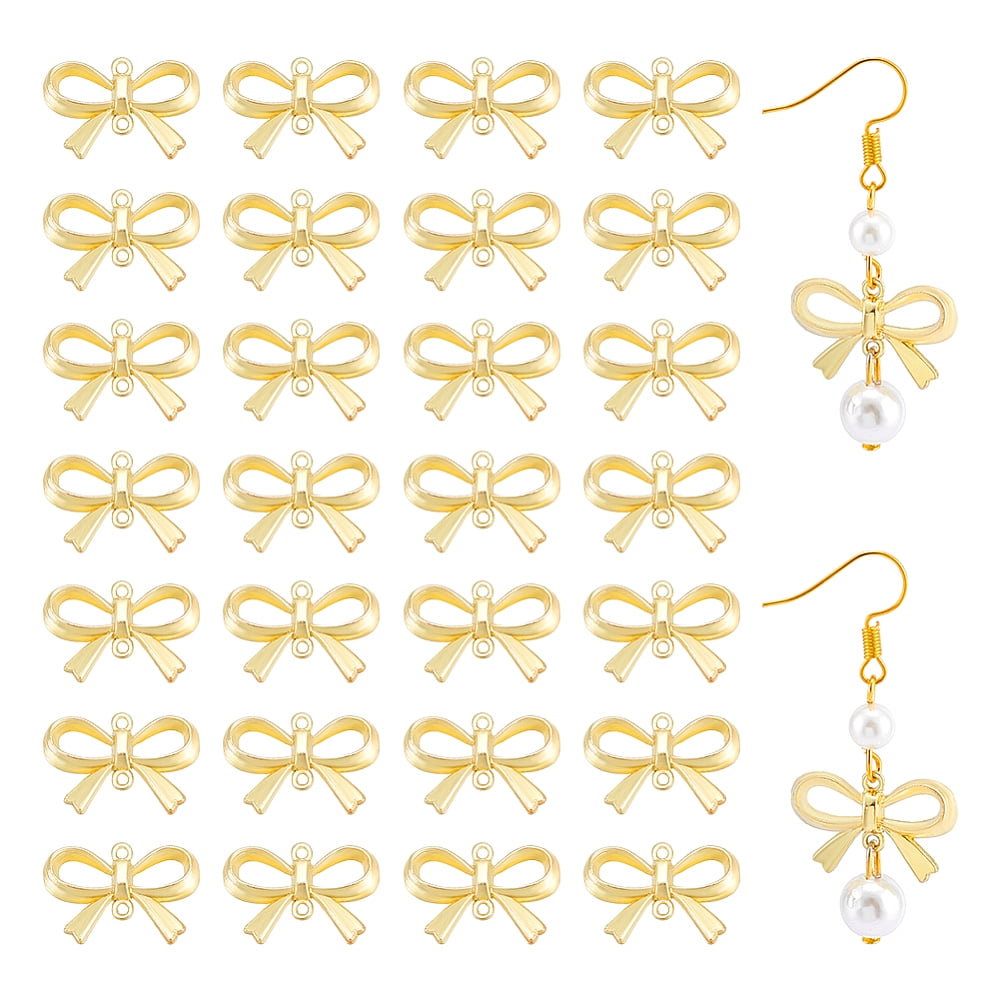 30Pcs Rack Plating Alloy Connector Charms Bowknot Links Golden ...