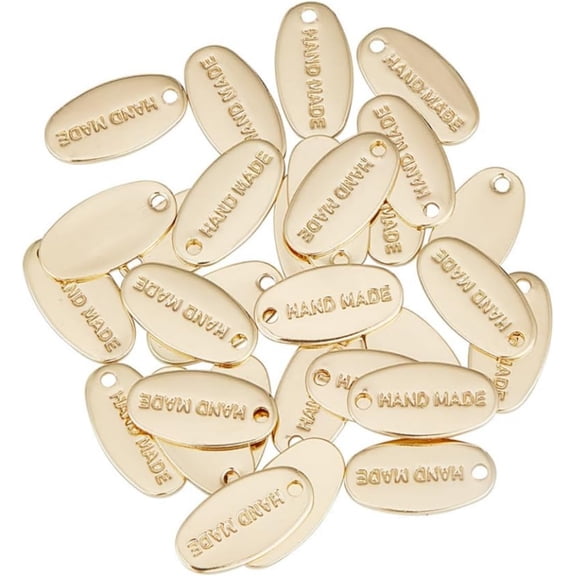 30Pcs Real 14K Gold Plated End Extender Chain Brass Oval Jewelry End Tabs Tail Chain Pendant Extender Drop for Bracelet Necklace Jewelry DIY Making DIY