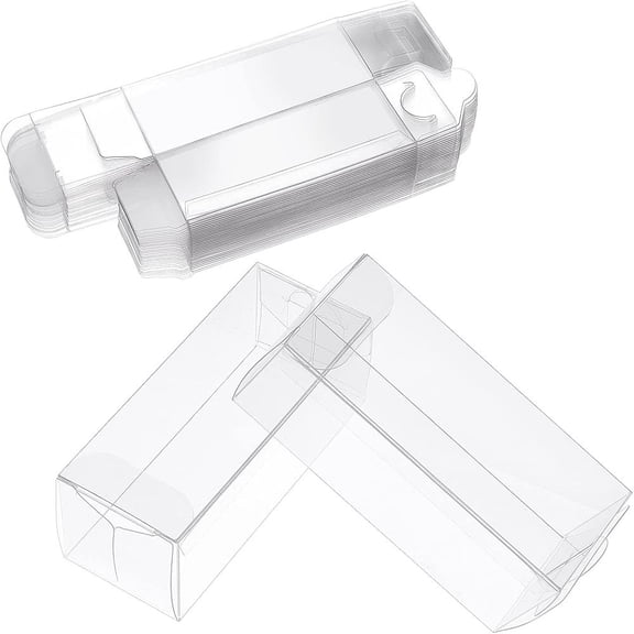 30Pcs Rectangle Transparent Plastic PVC Box Gift Packaging Waterproof Folding Box for Toys Molds Clear 4x4x10cm diy