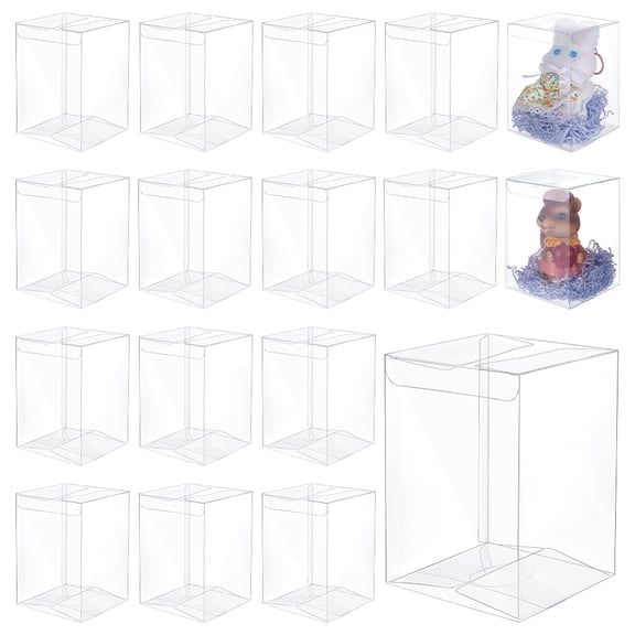 30Pcs Rectangle Transparent Plastic PVC Boxes Gift Packaging Waterproof Folding Boxes for Toys Molds Clear Box: 10x10x14.2cm