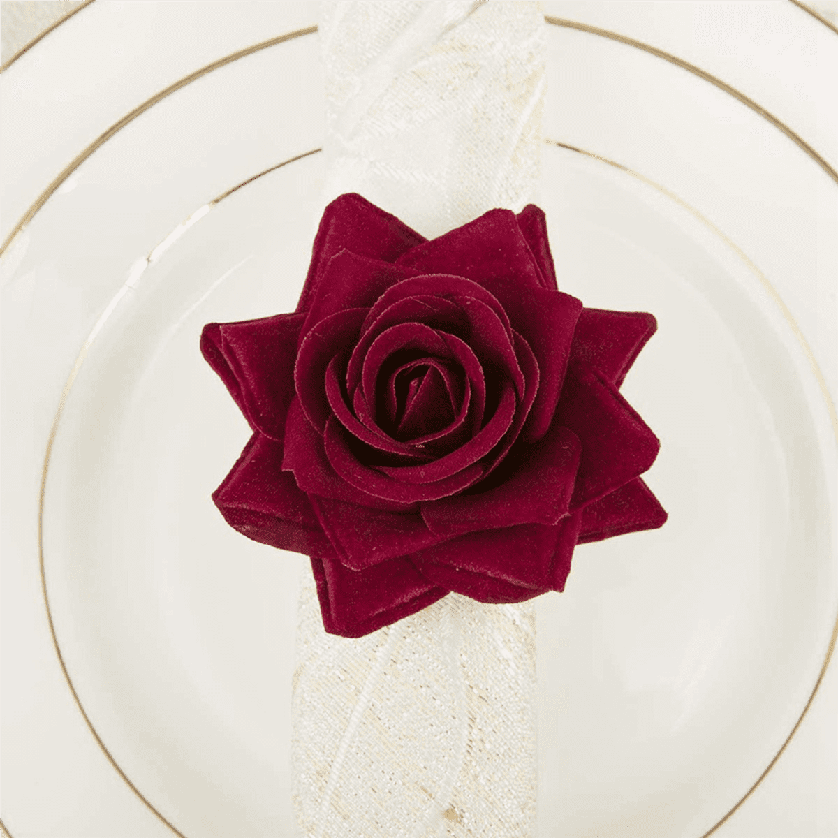 30Pcs Red Rose Shape Towel Buckle Napkin Ring Wedding Valentine'S Day