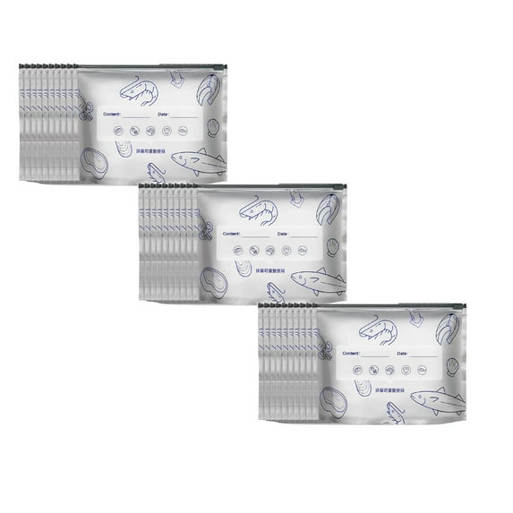 30Pcs Reusable Aluminum Foil Sealable Storage Bags, Stand Up Foil Sealable Bags with Label and Zip Lock, Food Storage Preservation Bags with a Stand-up Bottom Design for Vegetable Fruit Meat