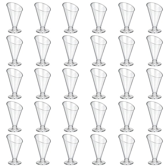 30Pcs Reusable Dessert Cups, Tilted Plastic Appetizer Cups, Ideal for Ice Cream Fruit Jelly, Perfect for Weddings Parties Holidays Halloween Christmas Events, Disposable Dessert Cups, Party Tableware