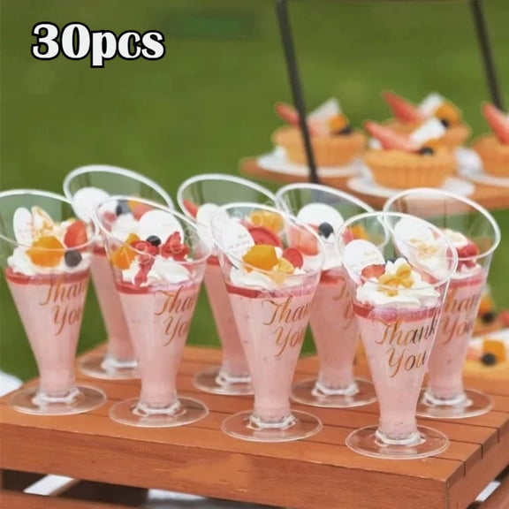30Pcs Reusable Dessert Cups, Tilted Plastic Appetizer Cups, Ideal for Ice Cream Fruit Jelly, Perfect for Weddings Parties Holidays Halloween Christmas Events, Disposable Dessert Cups, Party Tableware