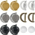 thumbnail image 1 of 30Pcs Round Cabochon Tray Cabochon Bezel Settings Double Sided Moon Shaped Cabochon Set Large Clear Glass Cabochons Rotation Trays Vintage Style Bezel Base Blanks for Jewelry Making Kits, 1 of 5