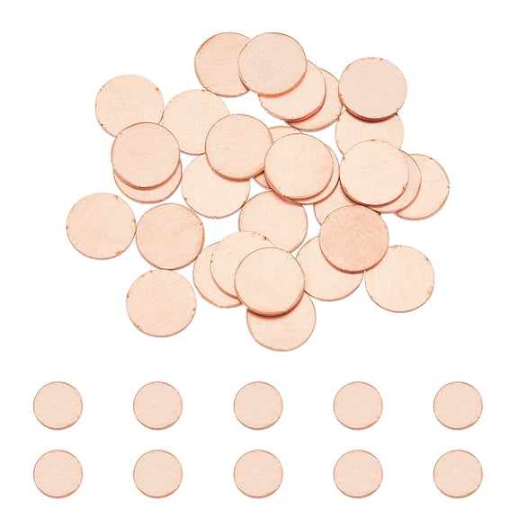30Pcs Round Metal Stamping Blanks Rose Gold Copper Discs 6mm Round Blank Tag Without Hole Metal Crafting Discs for Jewelry Making