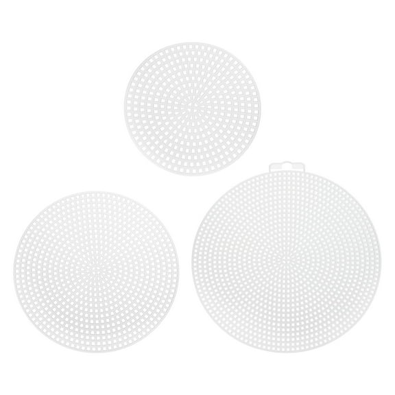 30Pcs Round Plastic Canvas Mesh Sheets 3",  4.53", 5.79" Circle Blank Canvas Shape Mesh Mat White
