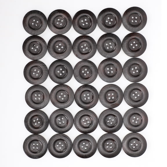 30Pcs Round Wood Buttons for Sewing and DIY Crafts 40mm / 1.6 inches Large Vintage Dark Brown Wood Buttons for Coats Jackets Blazers and Clothing Accessory Pack of 30