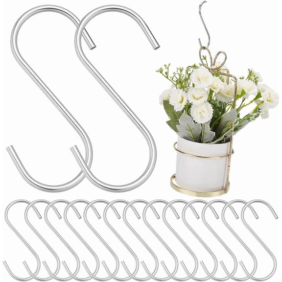 30Pcs S Hanging Hooks 2.5Inch 304 Stainless Steel S-Shape Heavy-Duty Hanger for Jewelry Key Ring Kitchen Spoon Pot Work Shop Bathroom Garden Hanging Closet Jeans Bag Purse Bird Feeder Silver