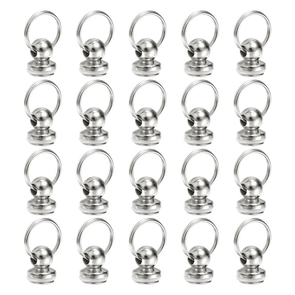 30Pcs Screw Round Head Rivet, 7mm Pull Ring Rivet Fasteners, Screw Rivet Studs for DIY Leather Craft Belts Purse Handbags (Silver)