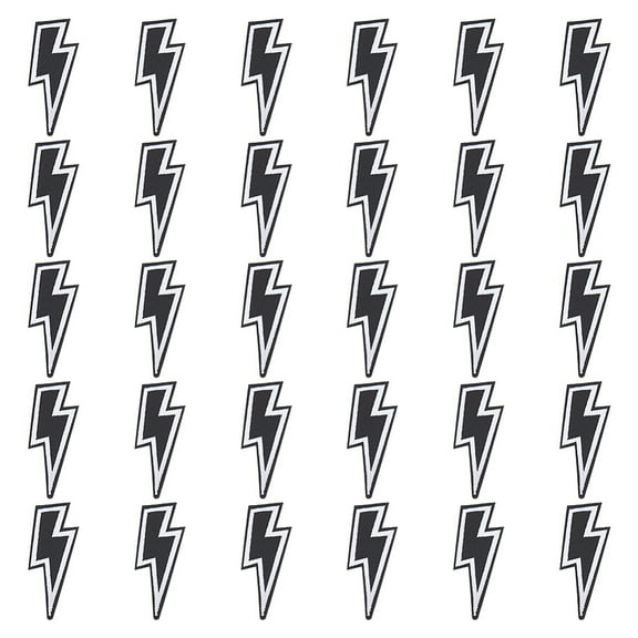 30Pcs Sew-on Flash Appliques Lightning Bolt Iron on Patch Embroidered Patches Lightning Bolt Patch White Edges Lightning Embroidered Patches