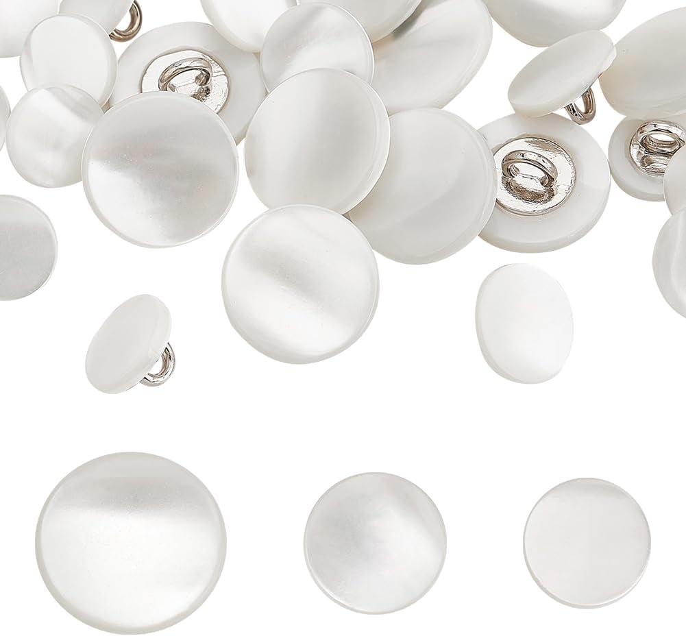 Shank Shell Button 30Pcs Shell Shank Buttons 10/11.5/15mm White Shank Buttons for Sewing 1 ...