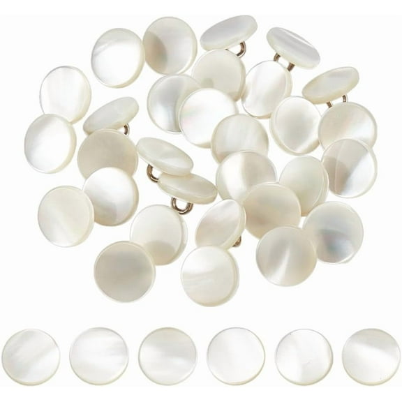 30Pcs Shell Shank Buttons 11mm White Shank Button Mother of Pearl Buttons with Shank Natural Pearl MOP Buttons Shirt Shell Buttons