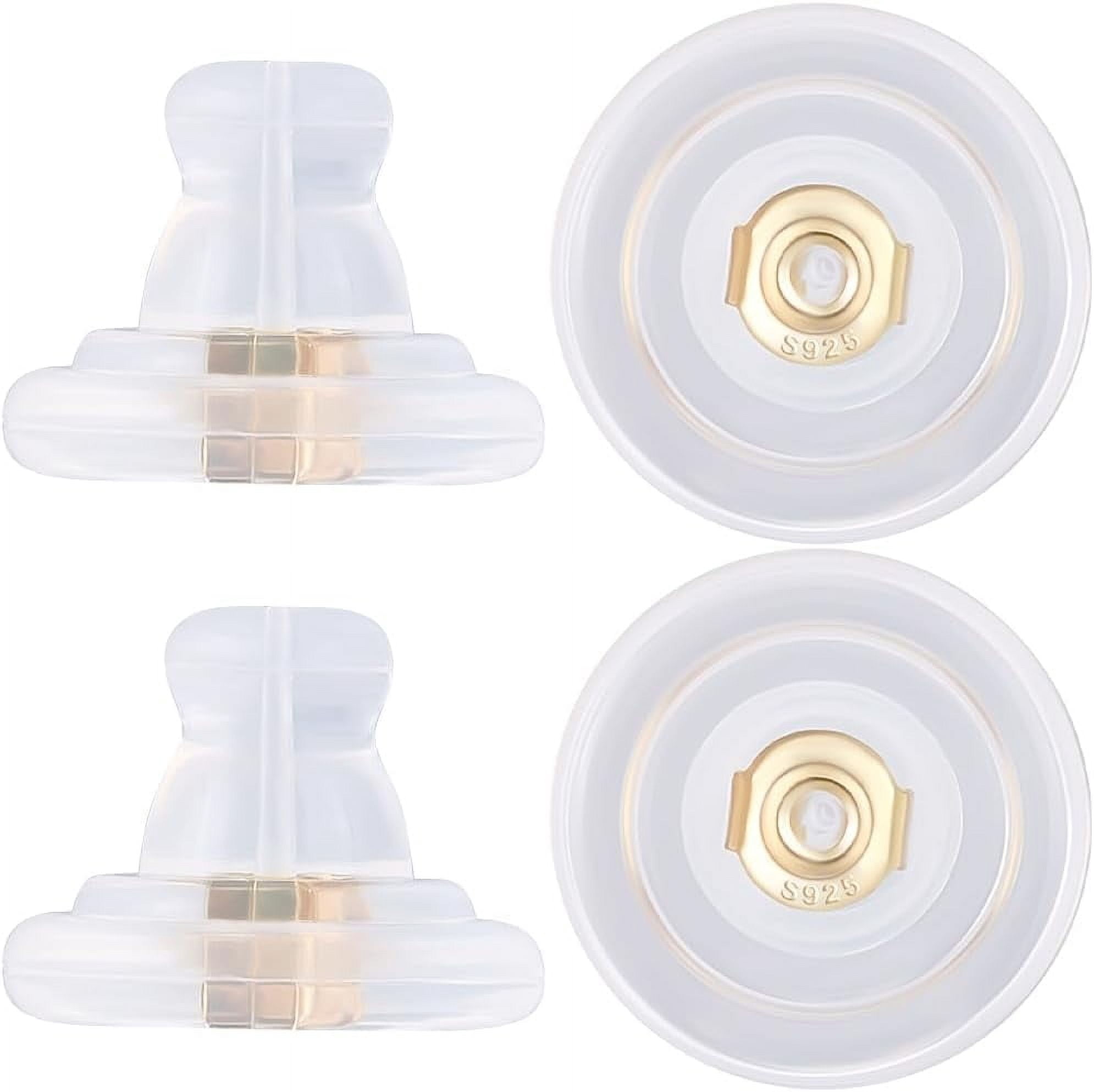 30Pcs Silicone Ear Nuts Earring Backs Cone with Brass Finding Real 18K ...