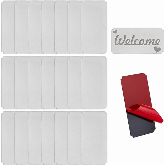 30Pcs Silver Aluminum Name Plates 4x2 Inch Notched Corner Laser Engraving Tags with Adhesive Backing