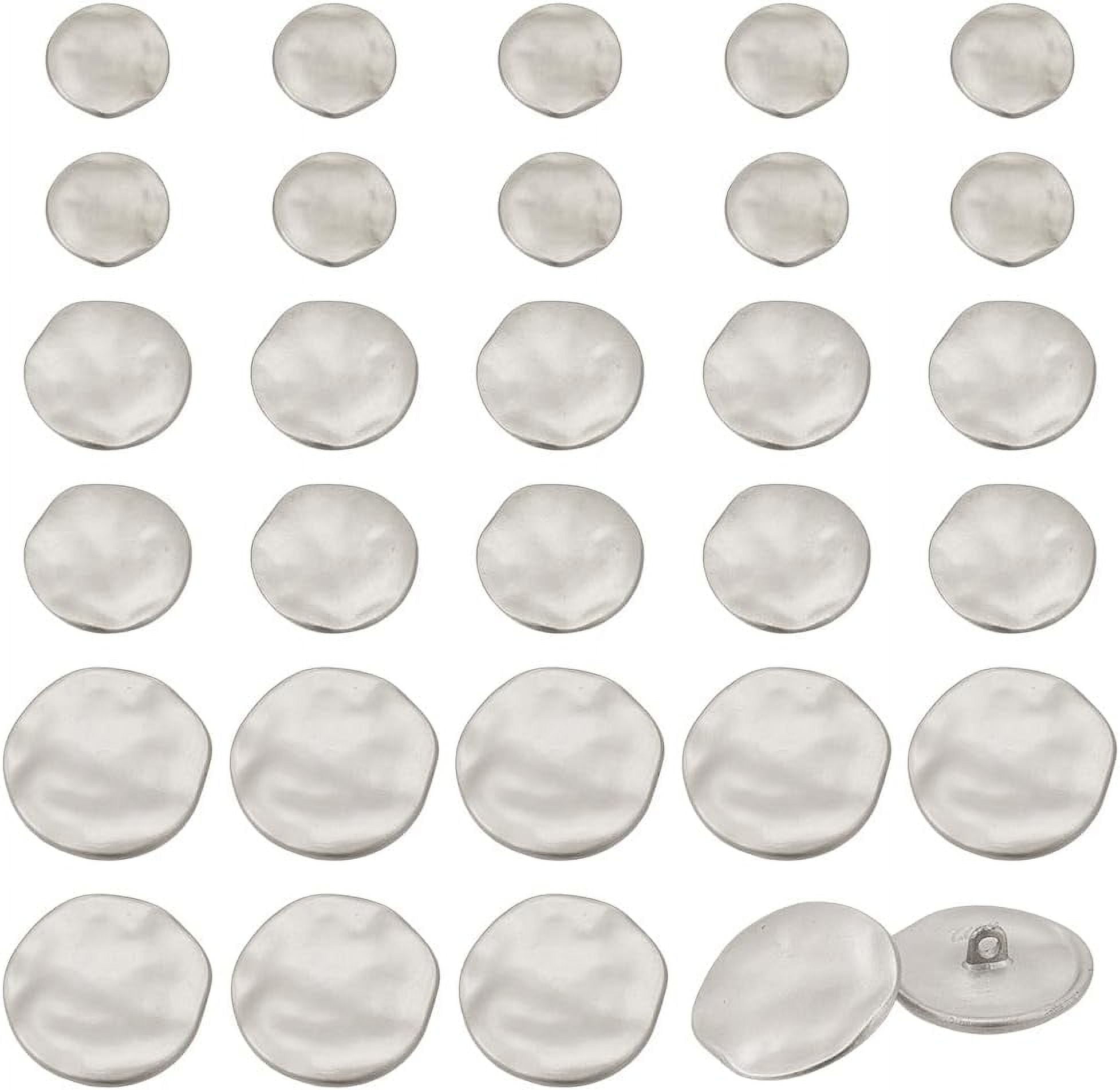 30Pcs Silver Metal Shank Buttons 18.5/25/30.5mm Metal Flat Round Button ...