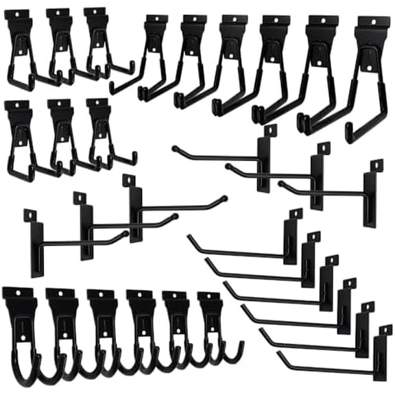 30Pcs Slatwall Hooks Set, Multi Size Garage Hooks Storage Utility Hanging Hooks, Heavy Duty Garage Tool Organizer Slatwall Accessories for Sheds, Basments$$Tools & Hardware Other