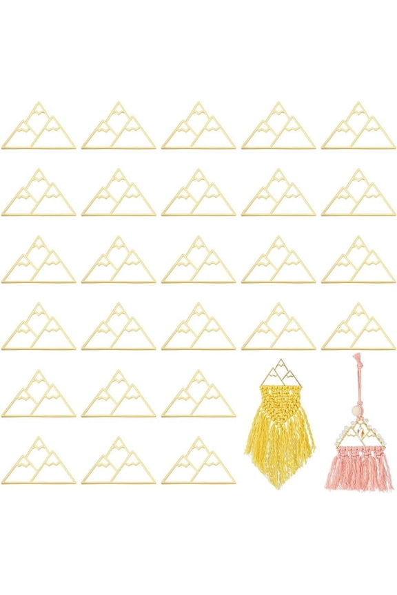 30Pcs Small Mountain Dream Catcher Frame Gold Mountain Frame Tiny Alloy Mountain Macrame Frame Pendants for Dream Catcher Making DIY Crafts Hanging Decoration 3x2 Inch Mixed Color