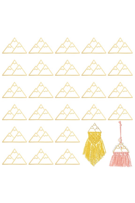30Pcs Small Mountain Dream Catcher Frame Gold Mountain Frame Tiny Alloy Mountain Macrame Frame Pendants for Dream Catcher Making DIY Crafts