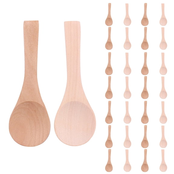 30Pcs Small Wooden Mini Spoons, for Tasting Condiment Salt Oil Coffee Tea Sugar Kitchen Seasoning Cooking