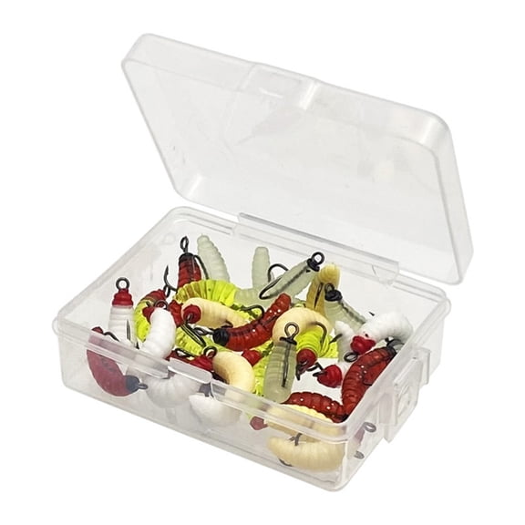 30Pcs Soft Maggot Baits with Hook Soft Plastic Fishing Lures Easy to Use
