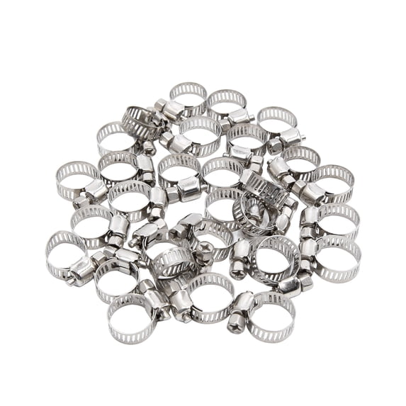 30Pcs Stainless Steel Car Adjustable Clip Pipe Tube Clamps Fits 6-12mm Dia Hose