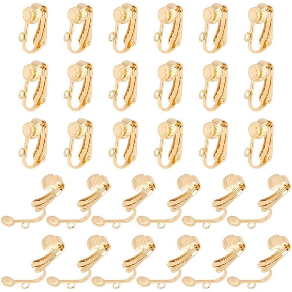 30Pcs Stainless Steel Clip-On Earring Findings with Loop Clip-on Earrings Converter Components Ear Clip Golden Earring Clips Earring