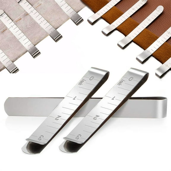 30Pcs Stainless Steel Sewing Clips,Hemming Clips,Metal Hemming Tool,Sewing Clips with Measurements for Fabric Quilting Pinning and Marking Accessories