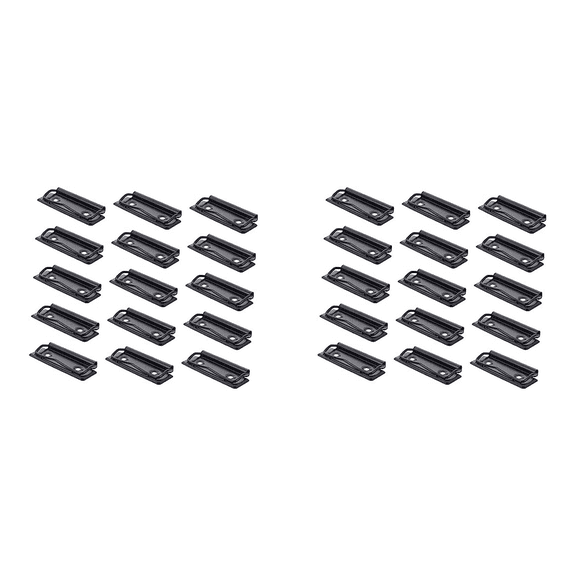 30Pcs Stationery Plate Holder Stainless Steel Clips Pocket Folders Office Black Mountable Clipboards File