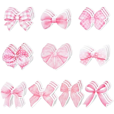 Style-Carry 30 Pads 600 Sheets Cute Pink Bow Sticky Notes, 10 Design Self-Adhesive Note Pads for Party Decorations, Office Supplies