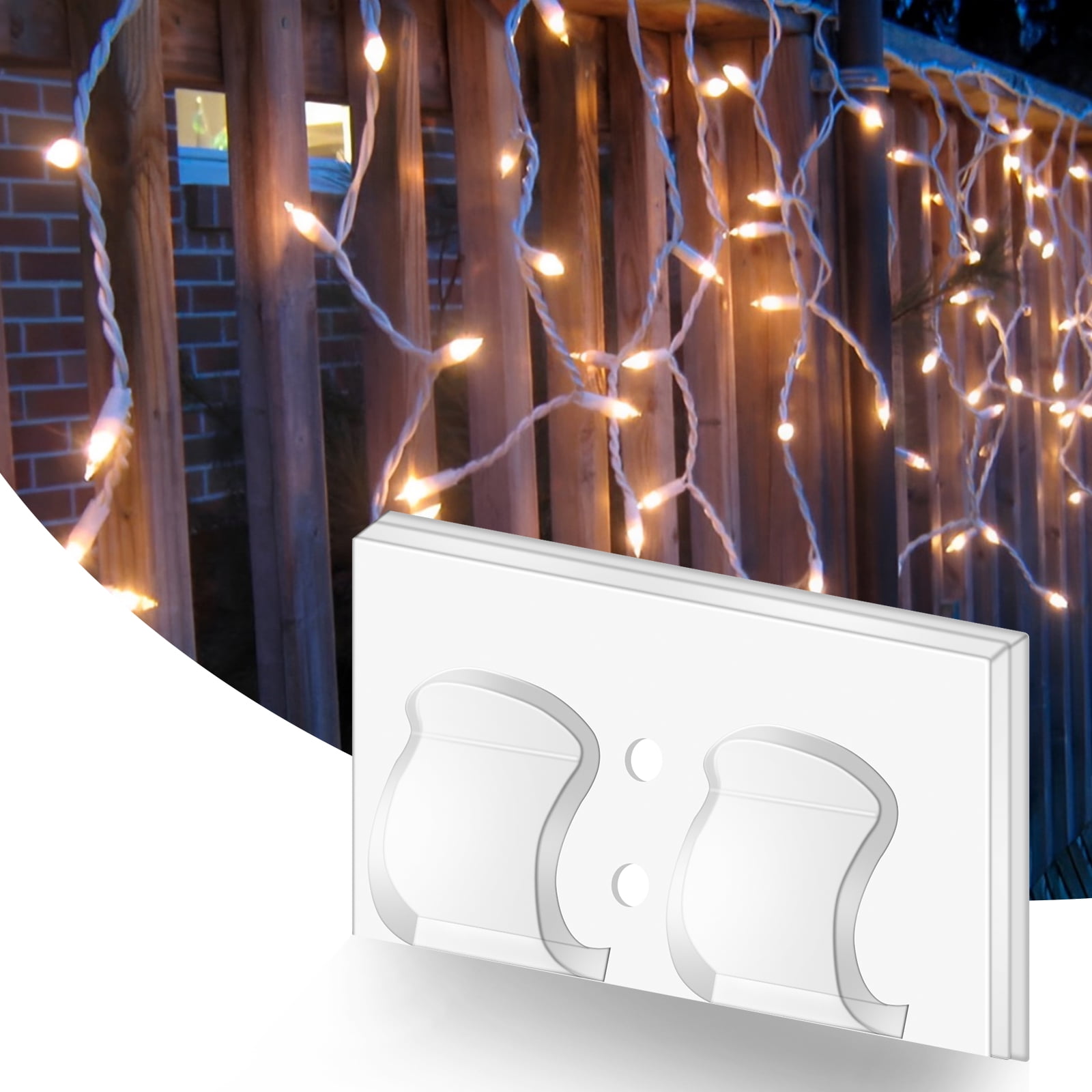 30Pcs String Lights Clips Self Adhesive Cable Hooks Clear Cord Clamp with 2 Holder HeavyDuty