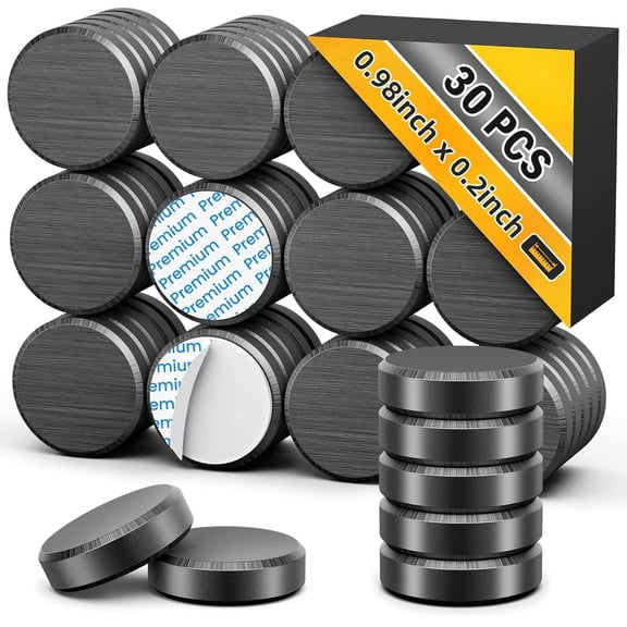 30Pcs Strong Magnets for Crafts, Sticky Adhesive Magnet, Small Flat Disc Round Magnet, Ceramic Circle Magnets, Ideal for Button, Crafts, Fridge, Hobbies - 0.98 inch x 0.2 inch