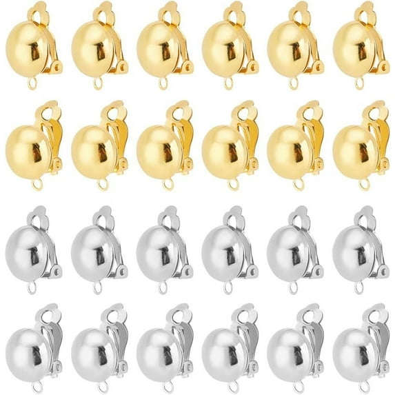 30Pcs Stud Earring Findings Stainless Steel Ball Earring Post with Loop Rainbow Color Earring Studs with 60Pcs Plastic Ear Nuts