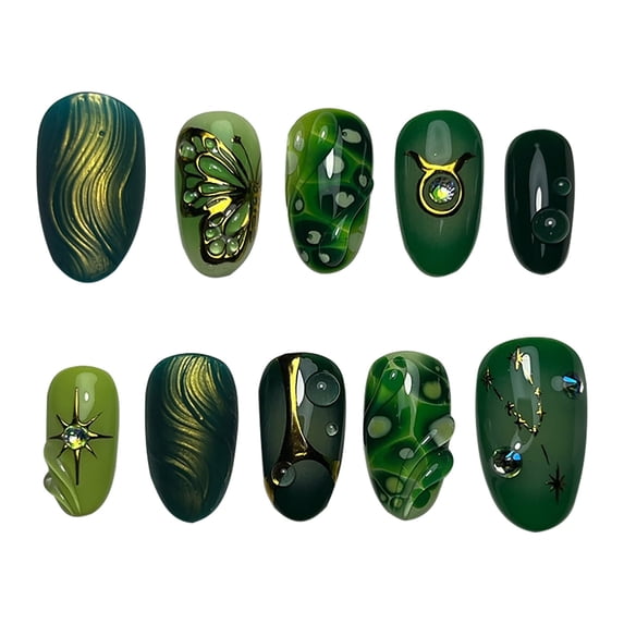 30Pcs Summer Press on Nails Medium Almond Fake Nails with 3D Flower Designs Starfish False Nails Heart Butterfly Lemon Stick on Nails Ocean Beach Acrylic Nails Pearl Floral Glue on Nails for Women-E
