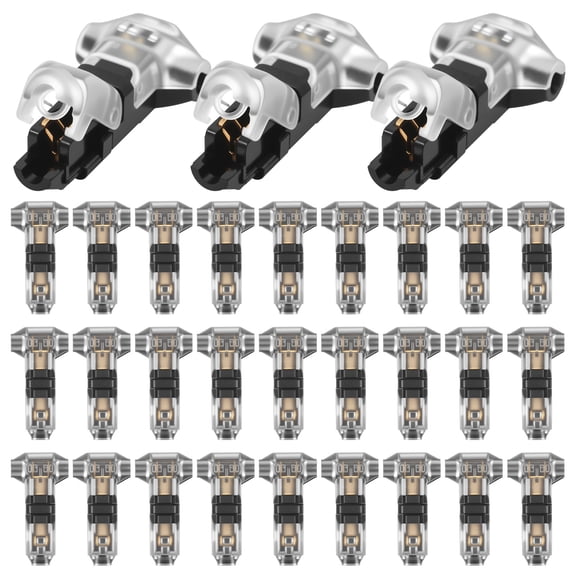 30Pcs T Tap Wire Splice Connector for 16-20 AWG 3 Way 1 Pin Low Voltage Wire Connector Solderless No Stripping Quick Splitter