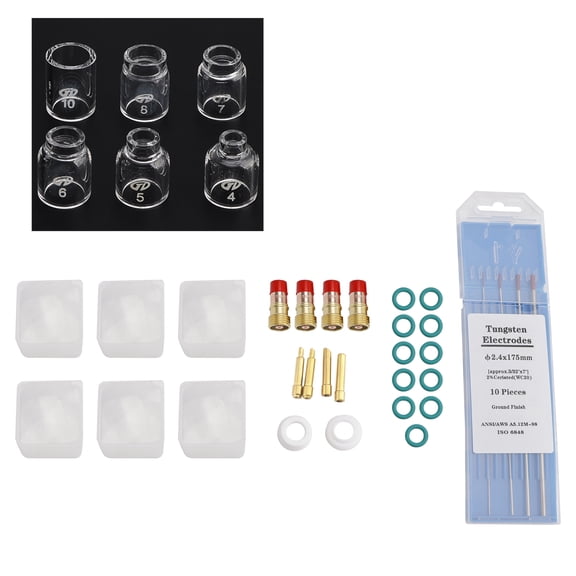 30Pcs TIG Welding Stubby Gas Lens Cup Kit Fits For Tig WP-17/18/26 Torch