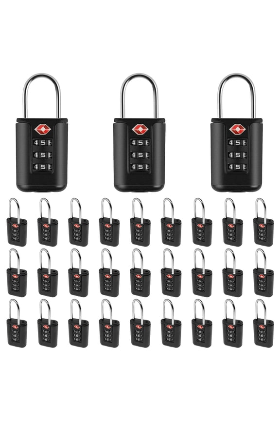 30Pcs TSA Approved Luggage Locks 3 Digit Travel Combination Locks Portable Small Combination Padlocks Stainless Steel TSA Accepted Toolbox Locks for Travel Bag Suitcase Lockers