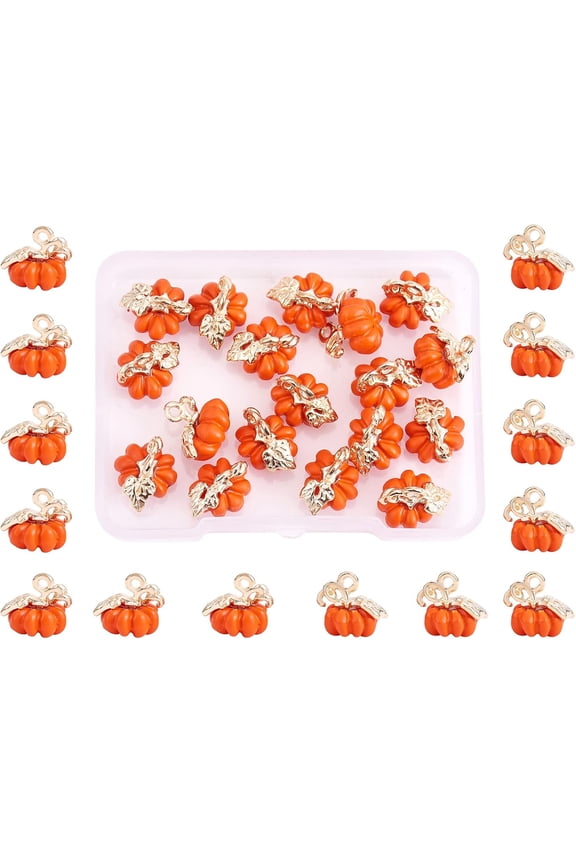 30Pcs Thanksgiving Pumpkin Charms Pendant Fall Theme Charm Colorful Pumpkin Charms for Jewelry Necklace Bracelet Earring Making Crafts Colorful 12x12mm Hole: 1.5mm