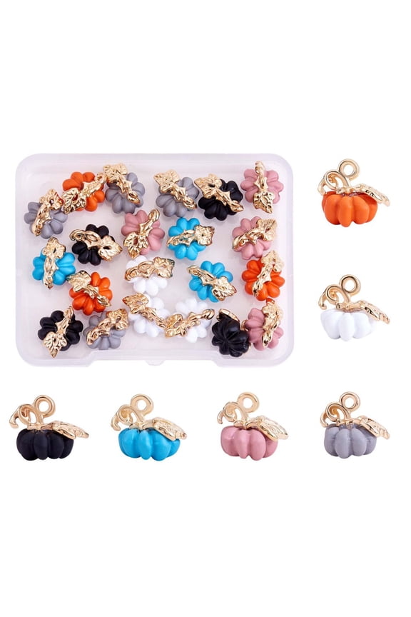 30Pcs Thanksgiving Pumpkin Charms Pendant Fall Theme Charm Colorful Pumpkin Charms for Jewelry Necklace Bracelet Earring Making Crafts
