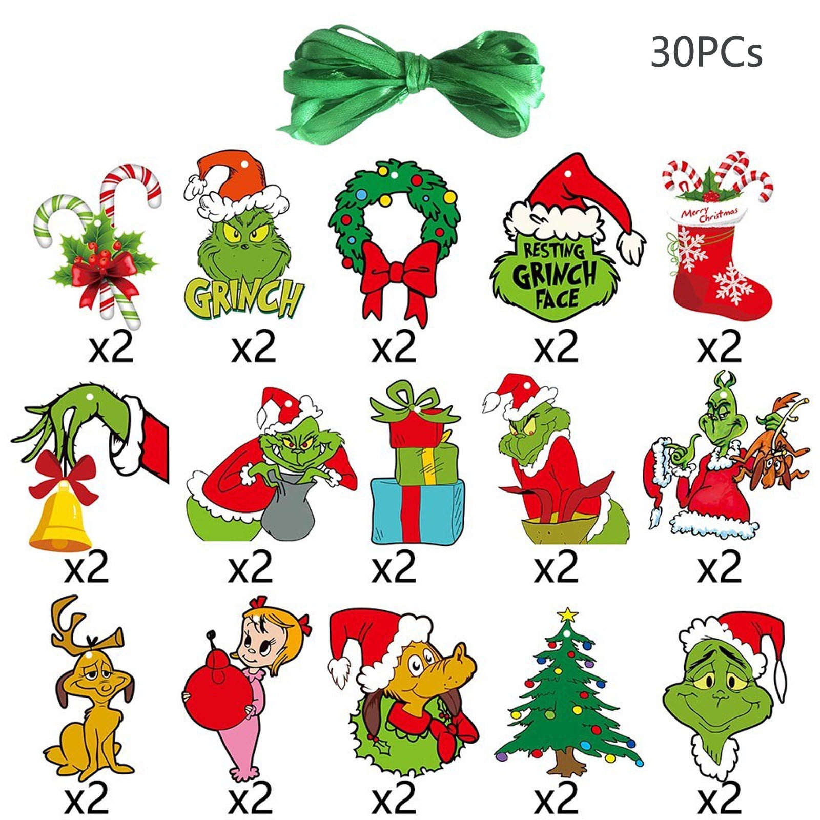 30Pcs The Grinch Christmas Tree Decorations Ginch Christmas Decorations